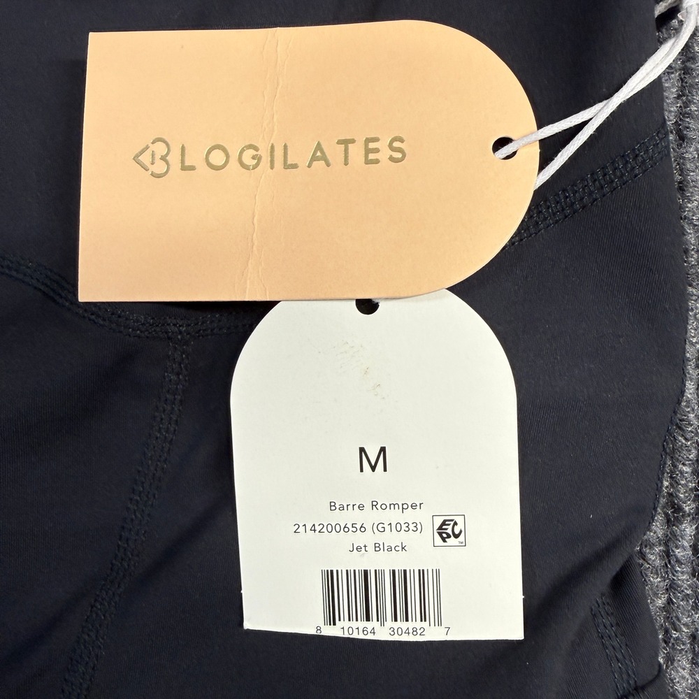 NWT Blogilates Barre Romper MEDIUM Jet Black Activewear Skirt Bodysuit Pockets - Picture 4 of 13